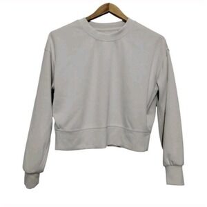 Lululemon Softstreme Perfectly Oversized Cropped Crew Bone Women's 0 Preppy